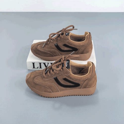 复古小蛮腰运动德训休闲鞋单鞋2025秋季新款牛筋软底阿甘鞋老爹鞋