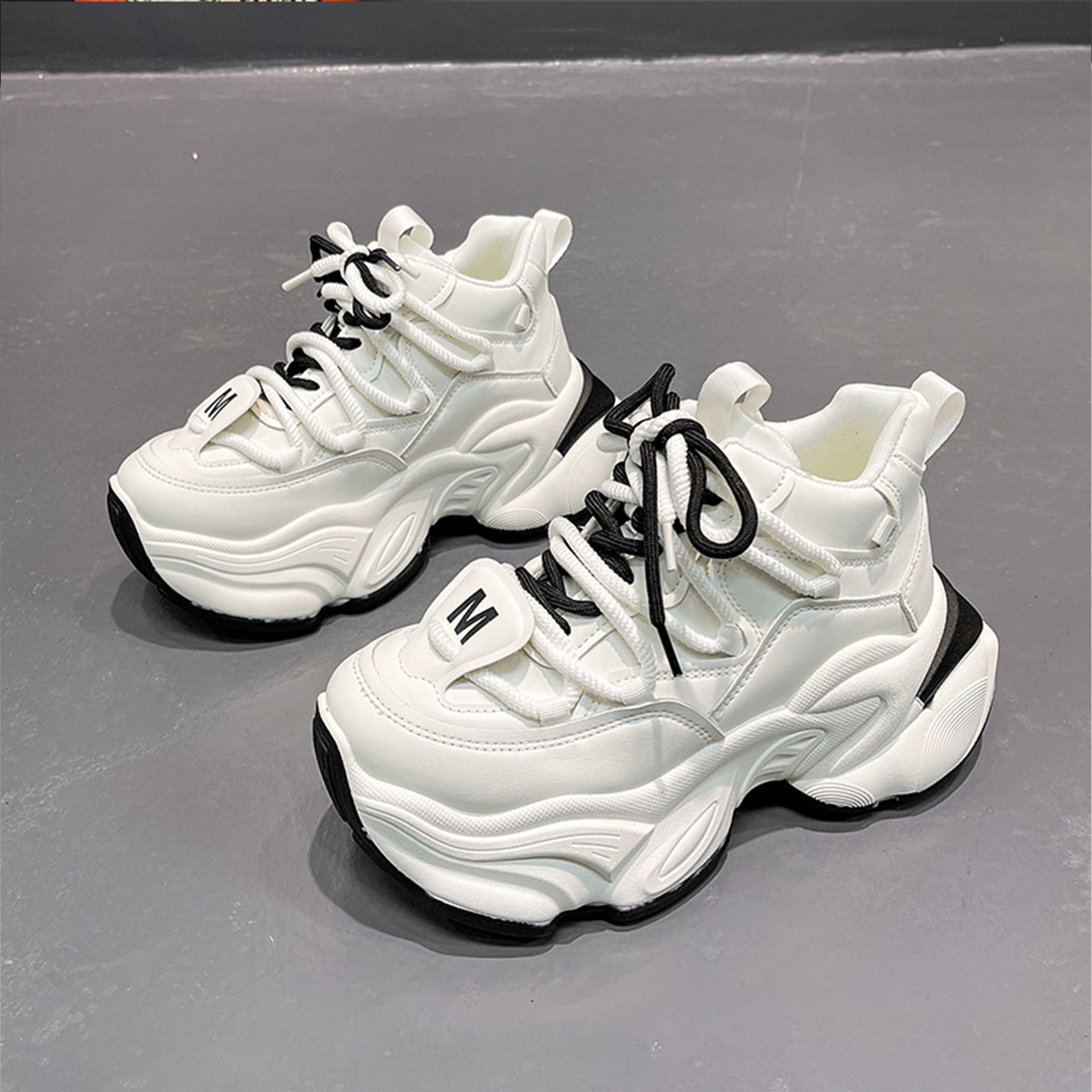 爆款高帮老爹鞋女2025秋冬新款小个子厚底增高百搭运动休闲松糕鞋