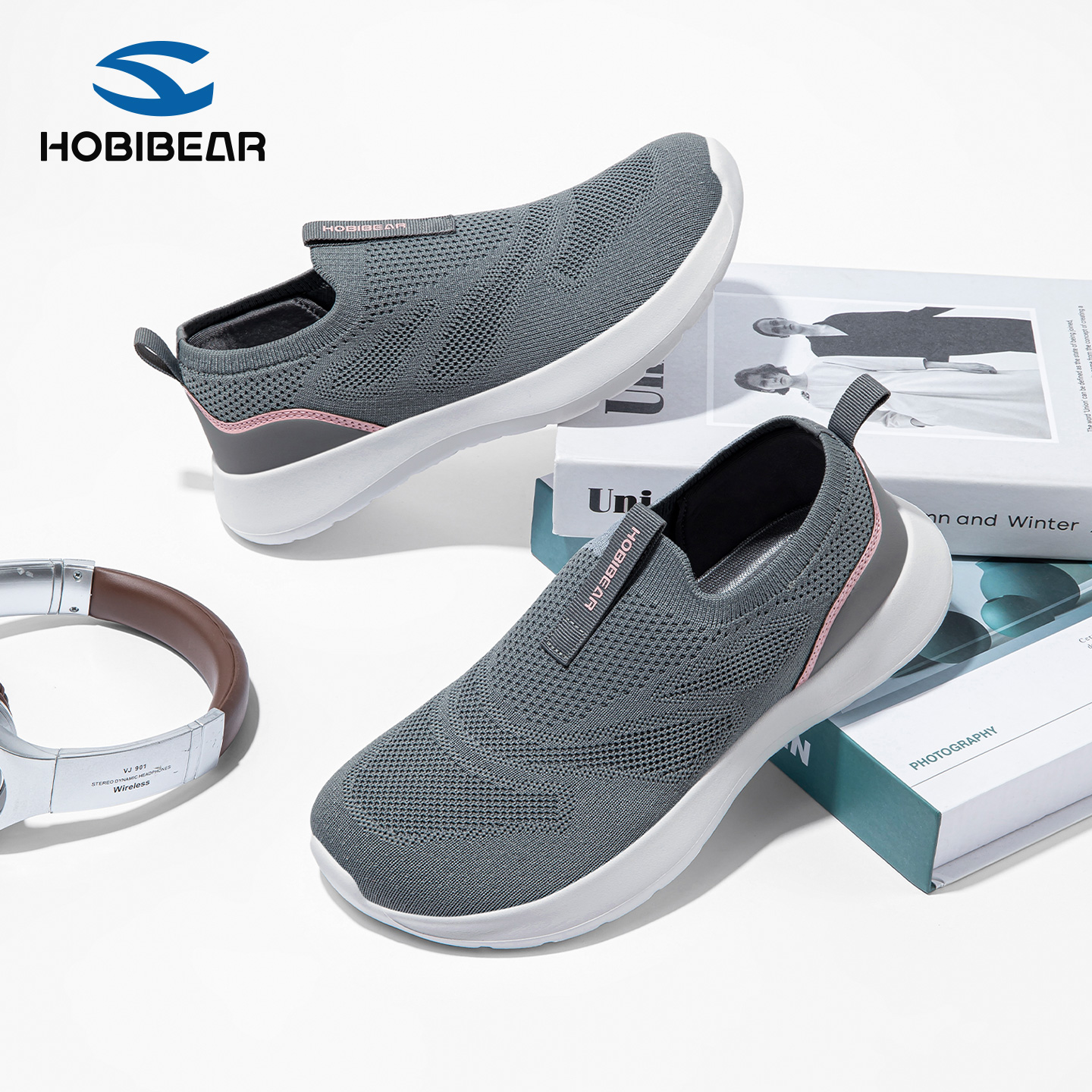 HOBIBEAR男鞋大童一脚蹬懒人鞋