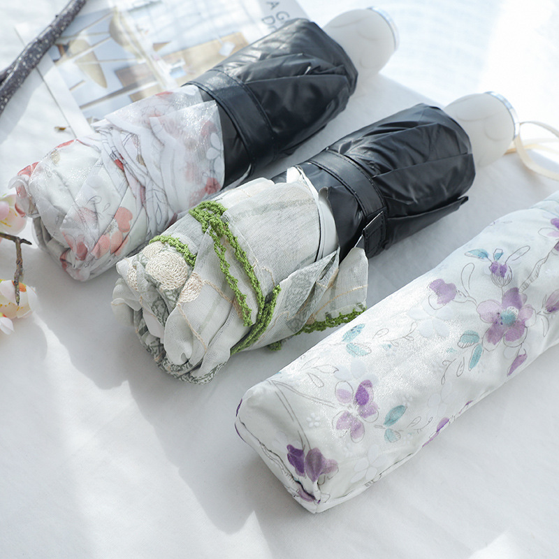 双层蕾丝公主洋伞遮阳防晒防紫外线太阳伞女神伞晴雨伞黑胶三折伞