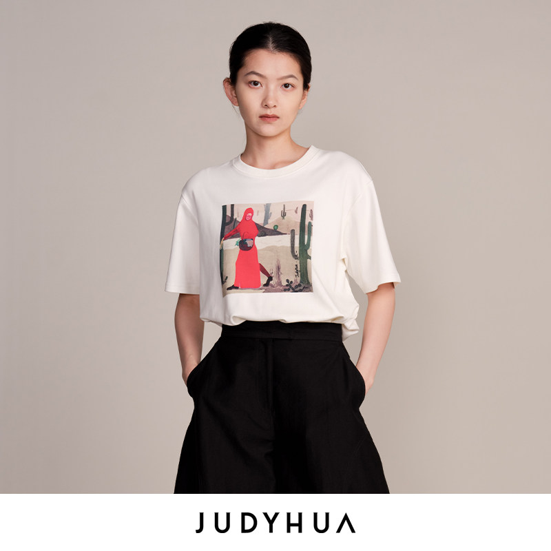 JUDYHUA汪一联名小红帽系列春夏印花短袖圆领T恤