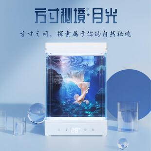 方寸秘境二代月光桌面鱼缸办公室客厅小型热带鱼缸微景观生态造景