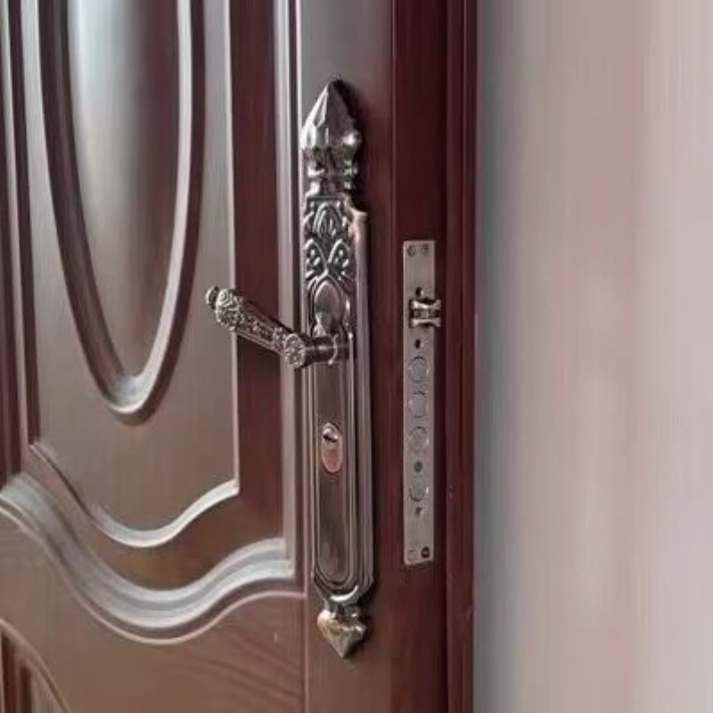 双开门锁锁芯面板红古铜色套装内门把手锁防盗门锁通用型木室家用