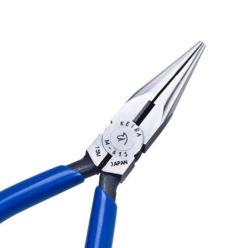 日本马牌KEIBA 带齿电工尖嘴钳 电子微型钳 夹持钳M-615 M-616F