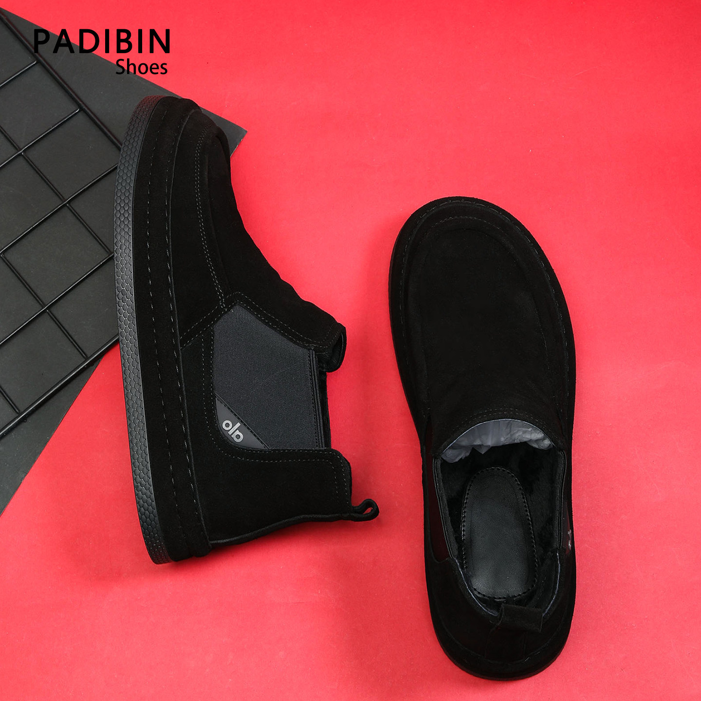 反绒皮男鞋冬季新款加绒保暖短筒磨砂皮英伦韩版一脚蹬休闲二棉鞋