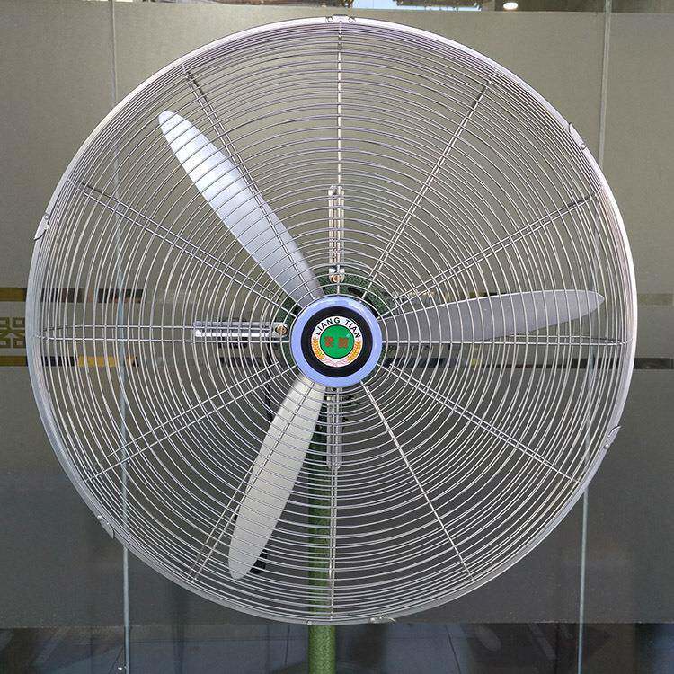 梁田工业扇落地扇爆花绿铝叶摇头电风扇商业工厂饭堂500mm立式