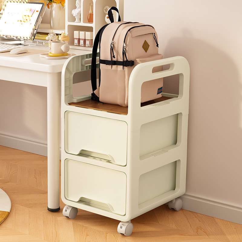 书包置物架可移动书架落地家用放书包抽屉柜带轮办公室桌下收纳J&