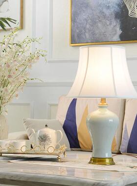 百搭古铜陶瓷台灯卧室床头家用温馨客厅极简书房茶几欧式花瓶台灯