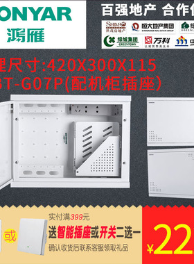 鸿雁弱电箱空箱大型光纤入户多媒体布线信息箱体 7U  白色420*300