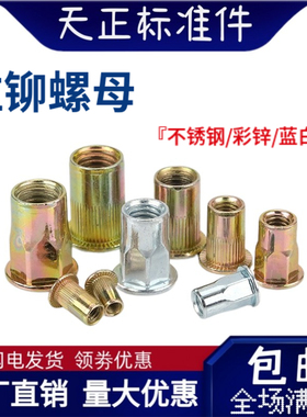 304不锈钢拉铆螺母半六角平头柱纹小沉头拉铆内外六角拉铆M3-M12