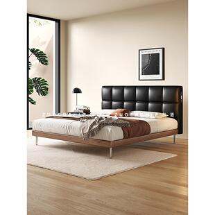 政府补贴佐尔适家具意式真皮覆古小户型双人床中古风巧克力实木床