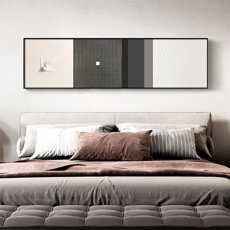 浅隐现代简约卧室装饰画主卧抽象床头画横幅极简风黑白艺术挂画