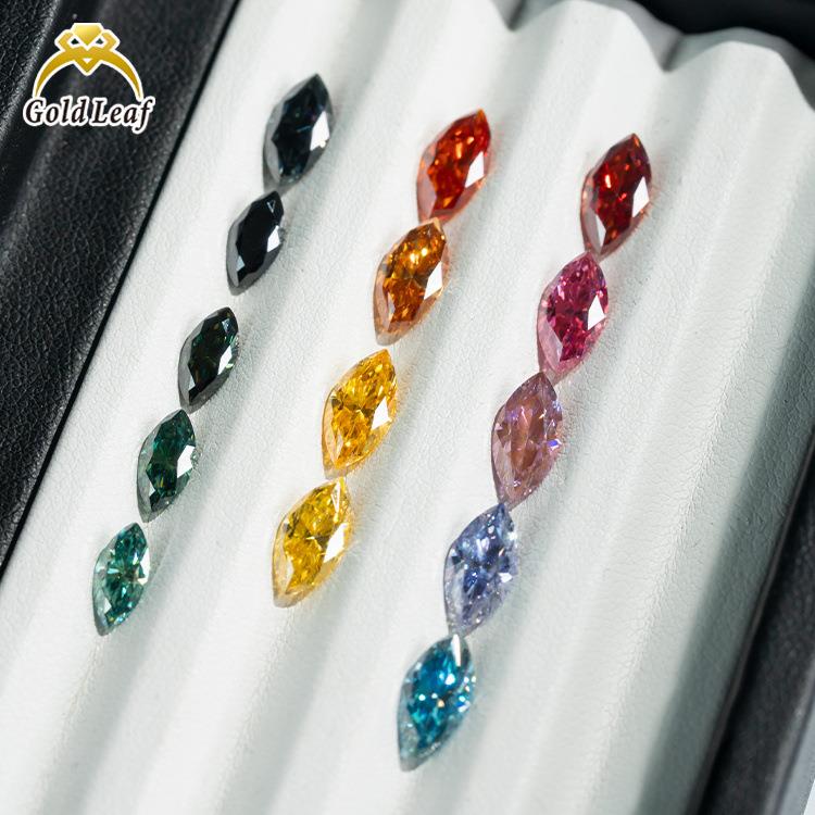 异形彩色莫桑石马眼多色莫桑裸石1-3克拉VVS过测笔镶嵌现货