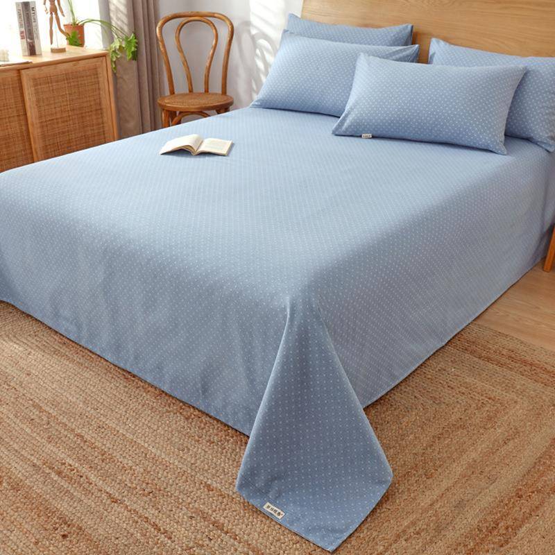 ZQ加厚纯棉100老粗布床单全棉简约炕单被单夏款宿舍床笠枕套三件