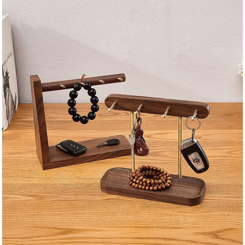创意家居实木质挂钥匙架摆件进门创意置物架口桌面玄关钥匙收纳架