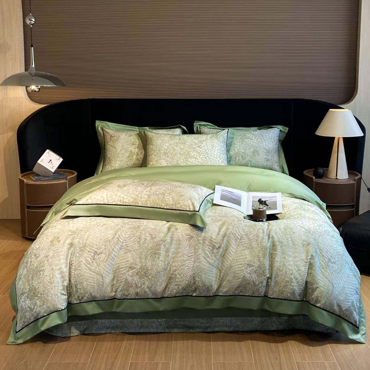 120S长绒棉数码印花四件套高端全棉宽边丝滑被罩床单床上用品轻奢