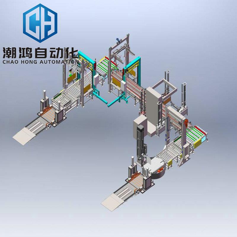 物品包装打包输送线包装打包码垛输送线仓储包装缠绕打包输送线