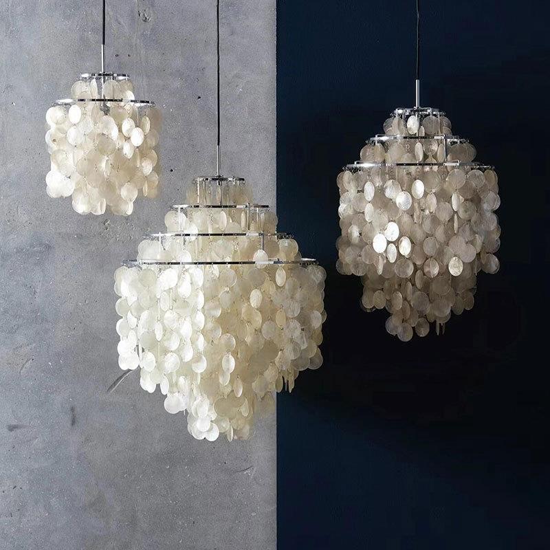 意大利verpan客厅奶油复古北欧风铃餐厅高级感轻奢珍珠贝壳吊灯