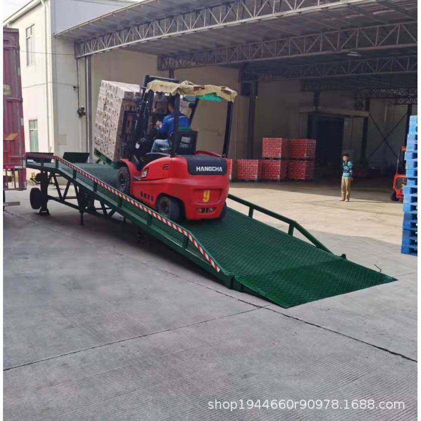 广东登车桥直销6吨8吨10吨尺寸载重移动式液压升降斜坡