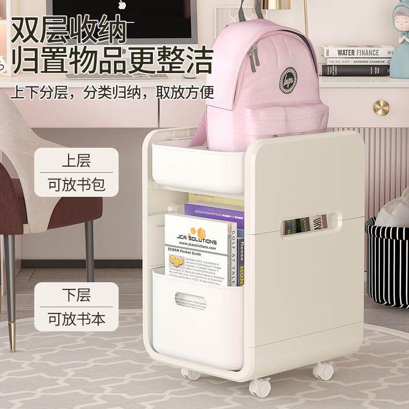 学生简易收纳架厨房落地置物架书包小推车可移动多层桌面家用架子