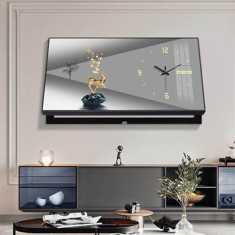 大尺寸电表箱装饰画带时钟挂墙客厅餐厅配电箱电闸盒遮挡挂画钟表