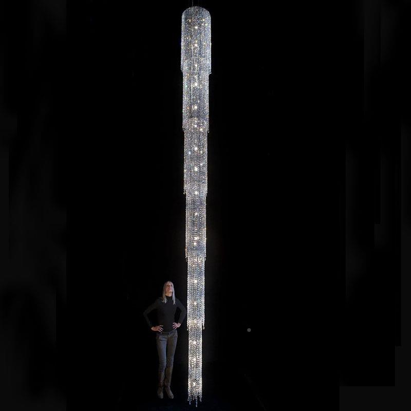 简灯约楼转梯间长水晶35305吊个奢性轻进口埃及奢华别墅大气旋楼