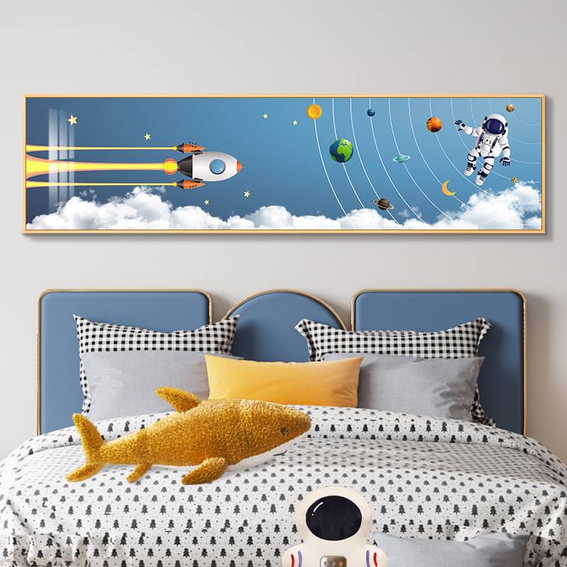 太空儿童房挂画女孩泡泡公主卧室墙画壁画创意卡通房间床头装饰画图片