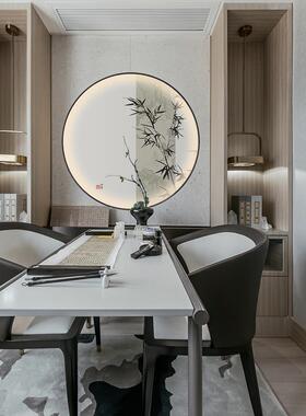 A5LLE式D灯光画玄装饰画带灯中竹子挂画走廊F76T9J6T过关道奢进门