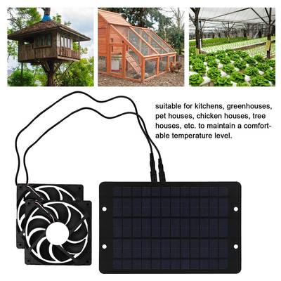 10W12V电太阳能双扇动EQD通风机带保网风宠物排气扇便护携式能源