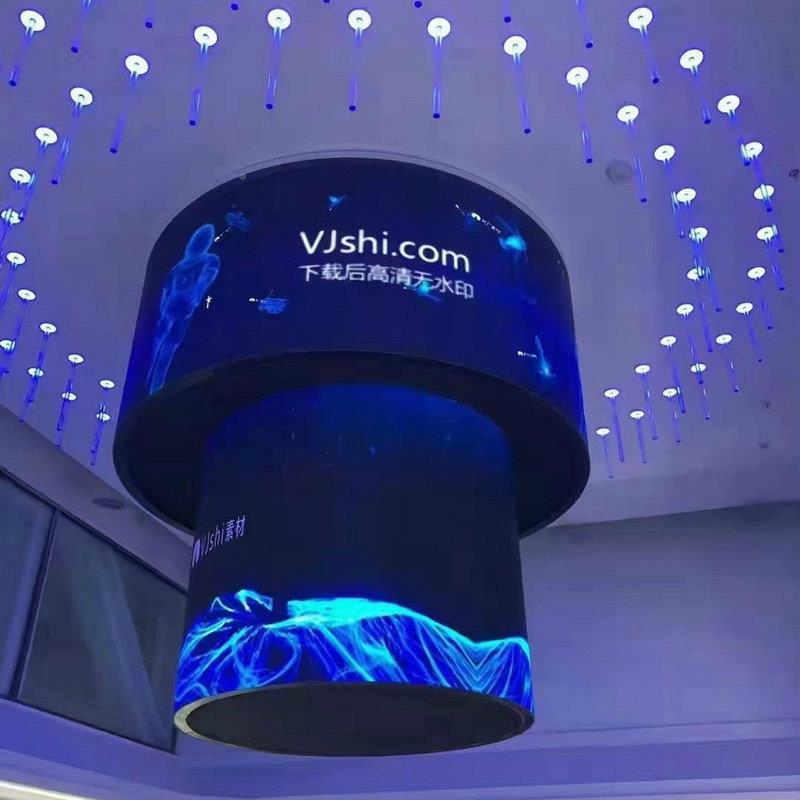 led柔性室内全彩dp1.83P23P4P5形显示P屏全彩le圆柱P3软模组弧屏