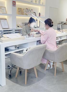 式美甲桌子单人双人三凹槽日收纳盒吸OVN尘器实木漆美甲烤人台美