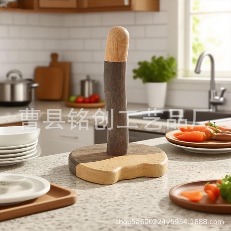 家用厨房猫尾巴纸纸巾架鲜膜收纳架保桌面日实LDU式木餐厅卫生卷