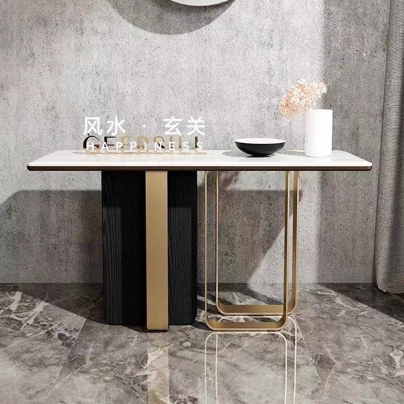 意关式入户正对关门玄柜极窄铁艺岩板玄关桌超窄轻JWS奢现简约代