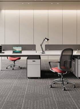 职司位员桌办公桌员BKA工现代简约公办公室白色4人位电脑桌组椅合