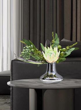 现代处轻放奢OIF仿真花艺摆件样板房客厅桌酒店餐售楼洽谈桌软装