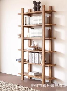 白蜡架木示书书柜多层展RTL架博古架简约现代实木组客合厅茶室置