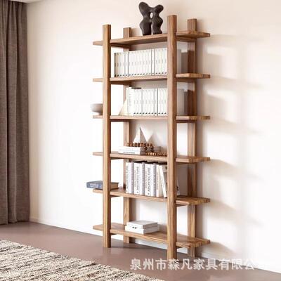 白蜡架木示书书柜多层展RTL架博古架简约现代实木组客合厅茶室置
