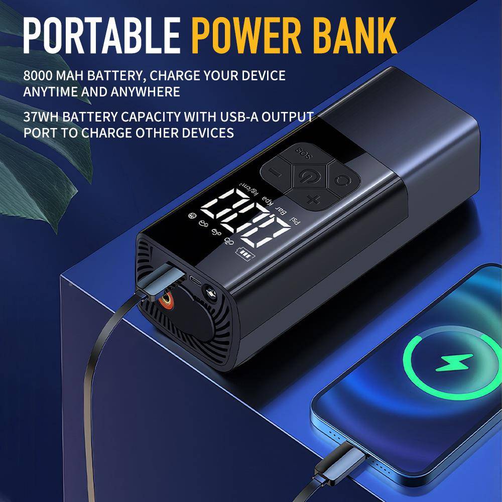 车载线充气车泵用电轮胎动打气电泵便VAN携式汽车应急启动源一体