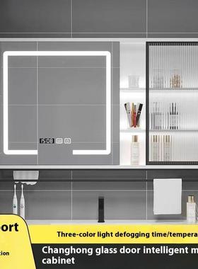 卫生间智能浴室柜镜挂式UMS带灯防雾实单木独卫生间镜子收纳柜墙