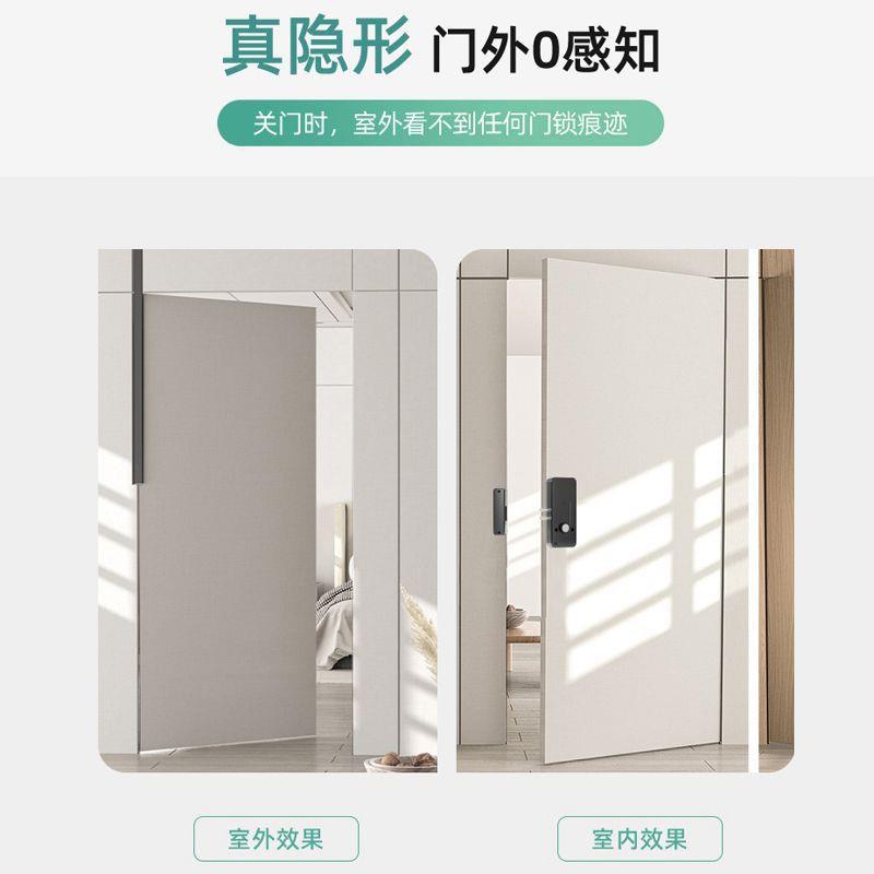 免打孔门锁隐形门无损安装智能锁室内门电子刷卡免开孔房门木门厂