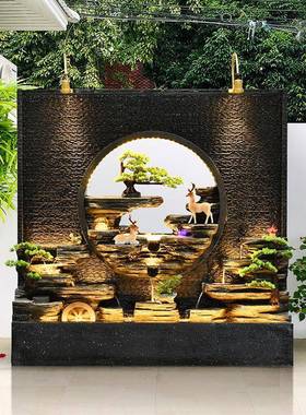 水墙幕假山流水喷泉件风40707屏隔断公司摆酒店前台装饰品别墅庭