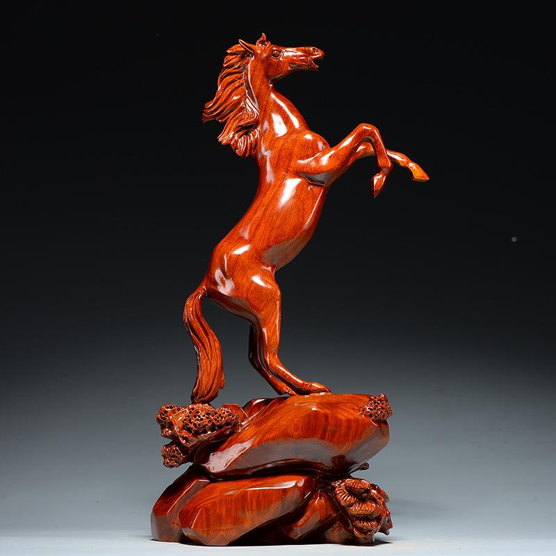 木质肖马雕刻摆件花梨860木马到成送功家居客厅电生柜视装饰工艺