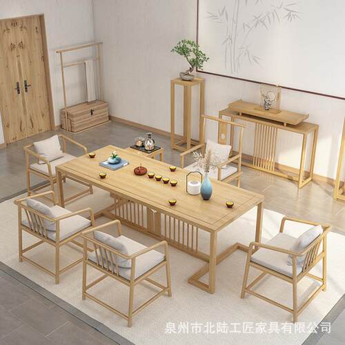 古典中式实木茶桌客厅接待功夫泡茶桌酒店办公室接待会客茶桌椅