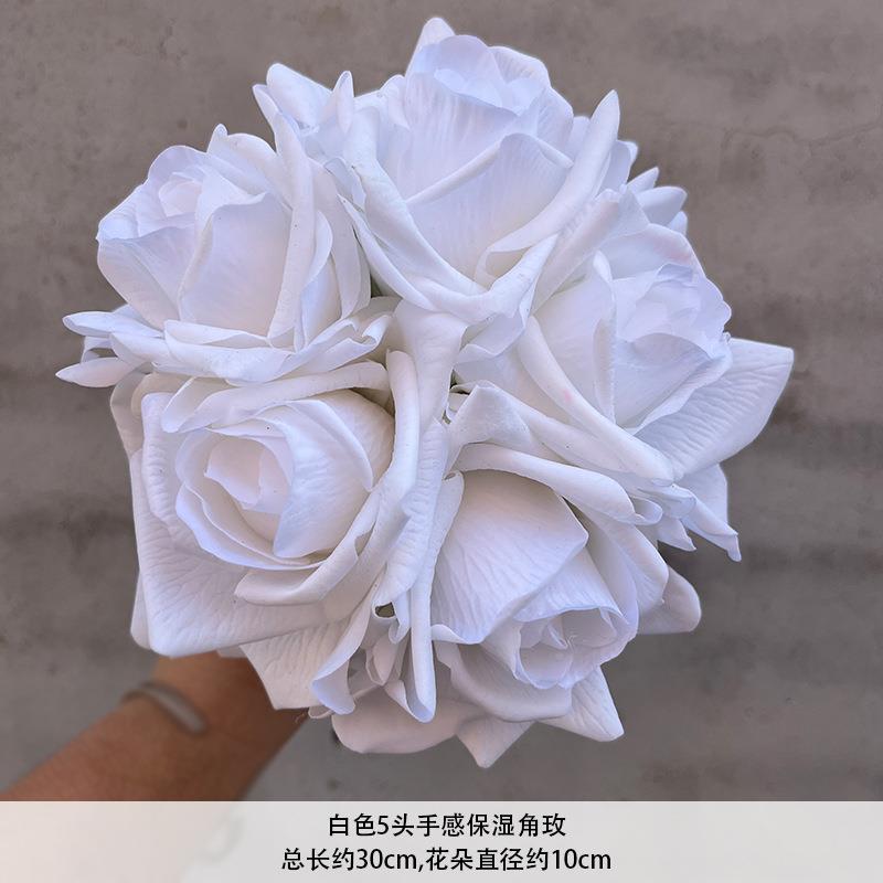 餐桌真花保湿客厅仿摆干绢花手感装饰花假插花花束花GKX束玫瑰设