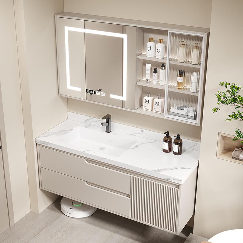 轻式奶风卫生间ZVP陶瓷一法体浴盆实木智能油洗手洗脸洗漱台室柜