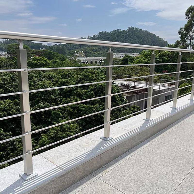 不锈钢30护4商场工程户外河圆道钢化玻璃扶手栏杆管不锈钢立拉丝