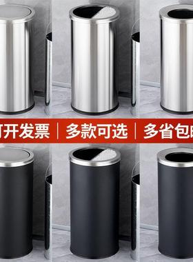 港式用桶圆形酒厚店大堂商院不锈钢垃圾桶厨VZO房翻盖加电影大号