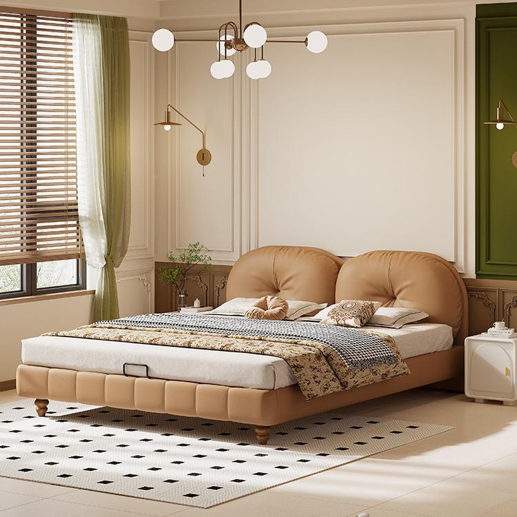 现代简约轻猫爪网红1.8m奶油仙女床双人型主卧婚床小户皮SY-1046#