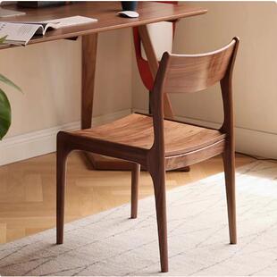 实木日式鹿椅家鹿椅包用软椅办公用厂椅餐简约椅子家黑胡桃木简约