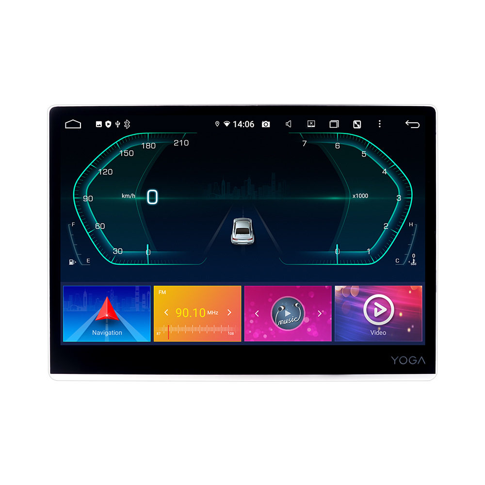 工厂热销12.2寸全贴合手动旋转安卓车载导航带CARPLAY和DSP通用机